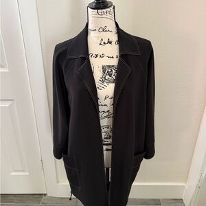 Chico's Black Trench Coat with Lapel Design